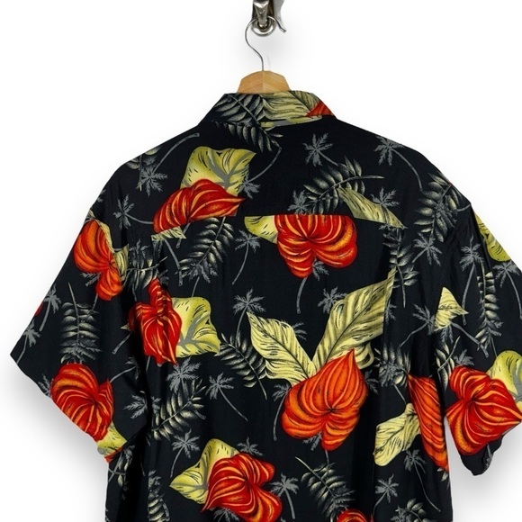 Ron Chereskin Vintage Rayon Hawaiian Camp Shirt, Blue Palm Leaves, Size XXL - Picture 8 of 9